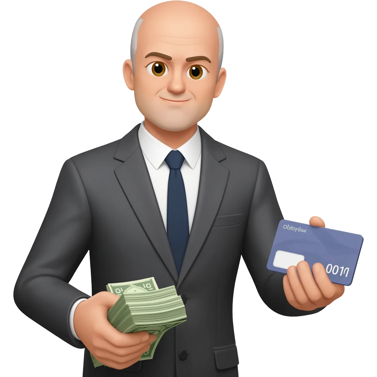 Bald Greek property manager grabbing his fee as the money comes in emoji