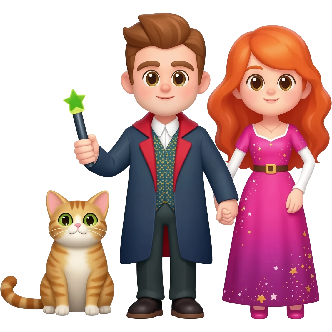 magician couple and their pet cat emoji