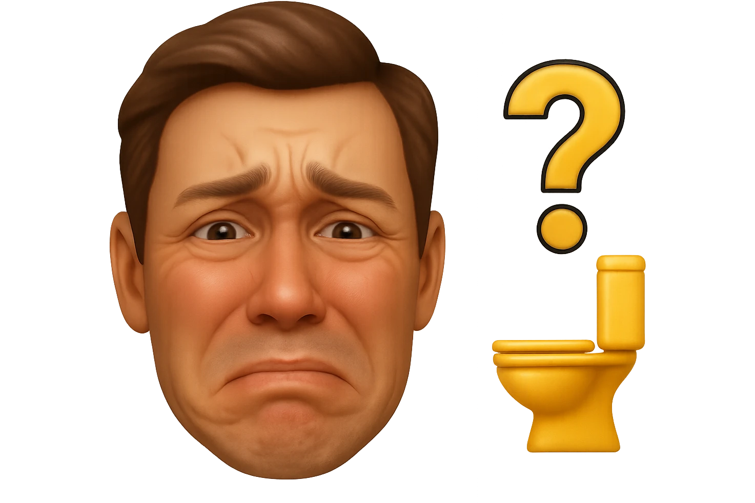 emoji stile iphone che riguarda l'argomento "stipsi/andrò al bagno oggi?", iperrealistico 4k emoji