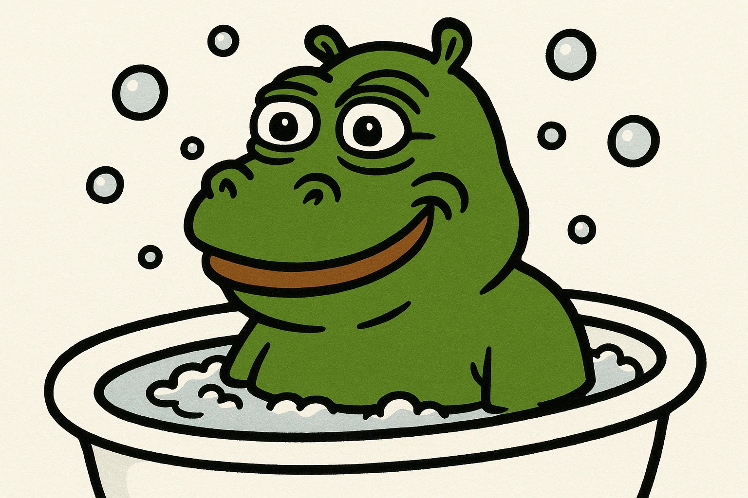 happy hippo with bubbles in bathtub emoji