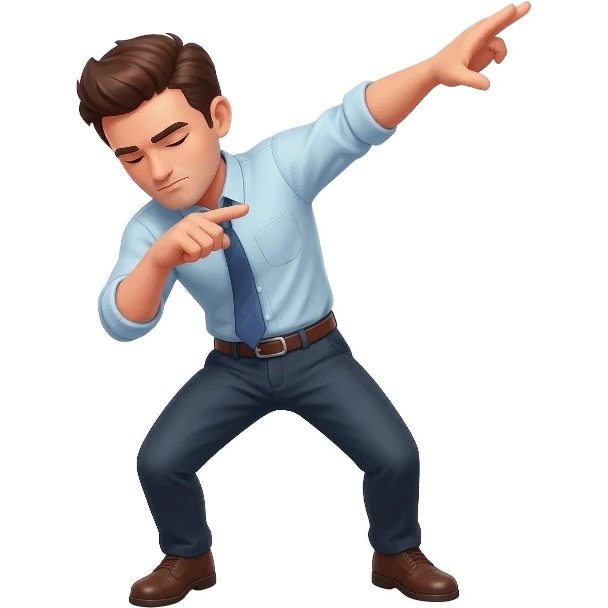 in apple style a man dabbing dance move in business casual emoji
