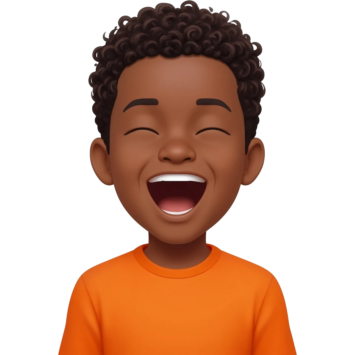 black boy curly hair orange shirt yawning emoji