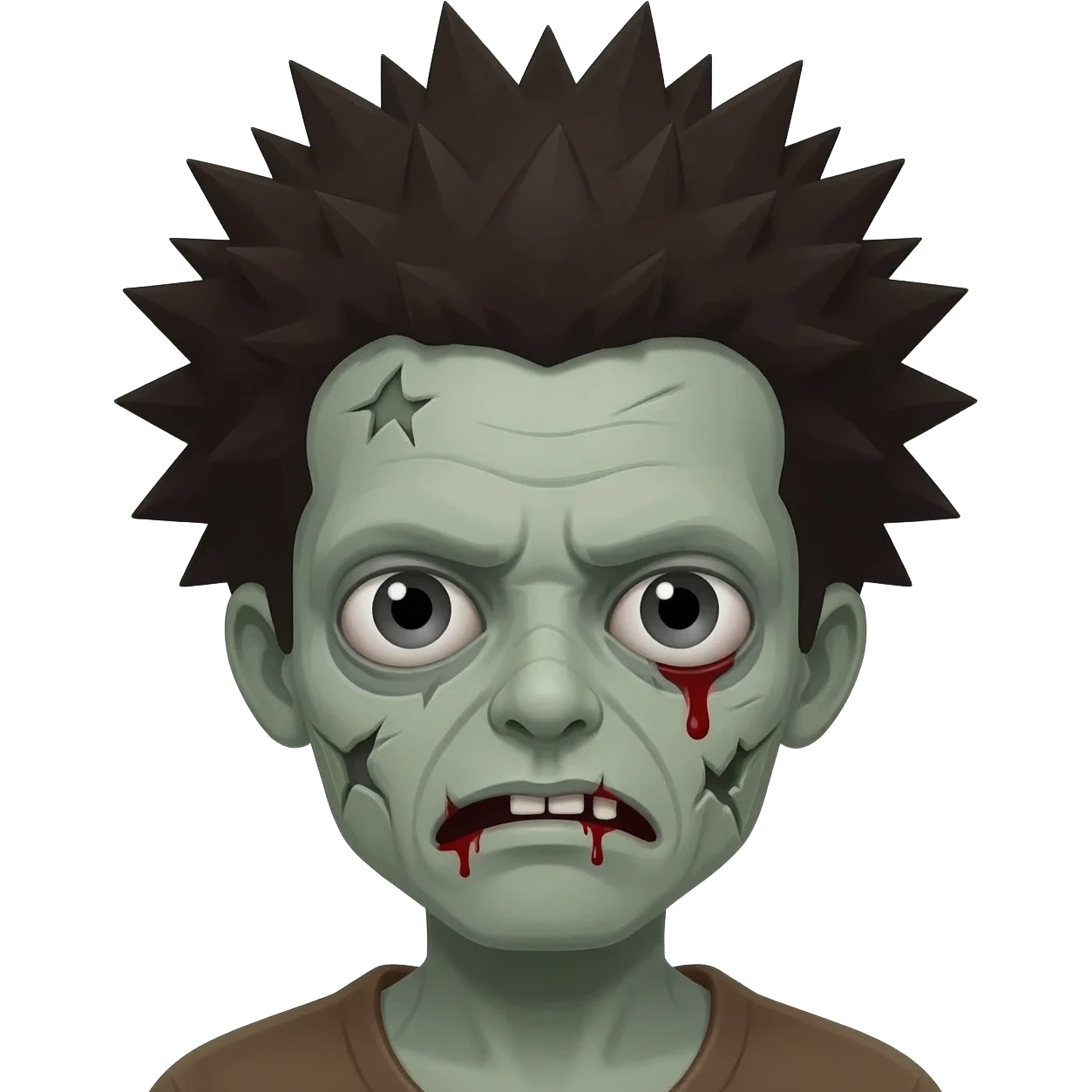 Zombie with no blood in eyes spikey Afro emoji