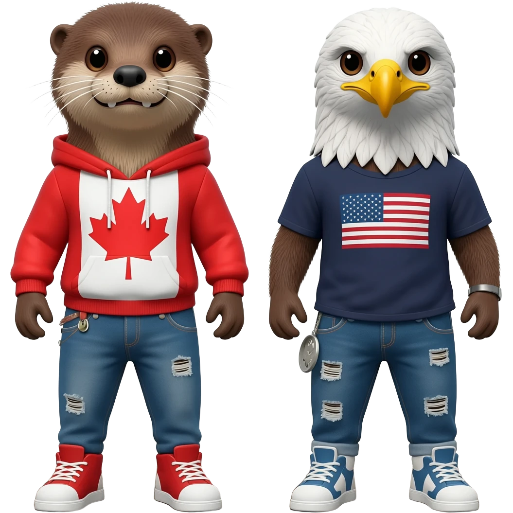 a canadian and american otter with swag emoji