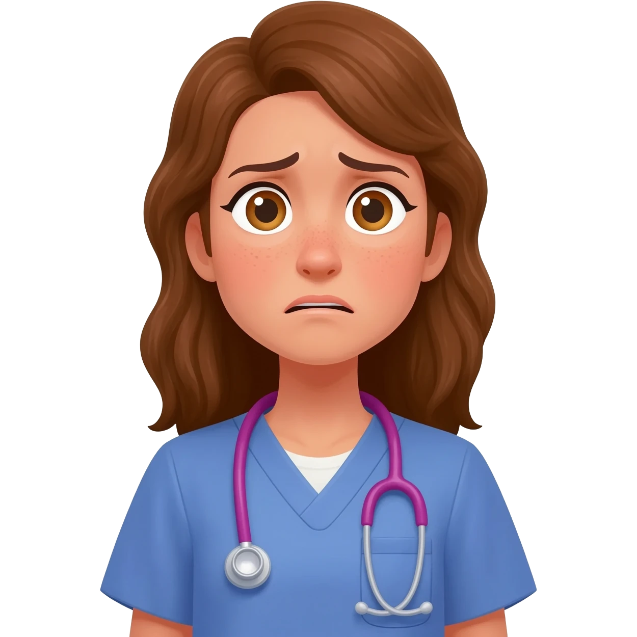 stressed out hippy woman in scrubs emoji