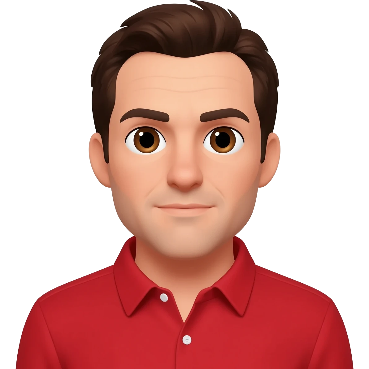 Kevin Miles as Jake from State Farm with brown eyes, dark brown hair, red shirt emoji