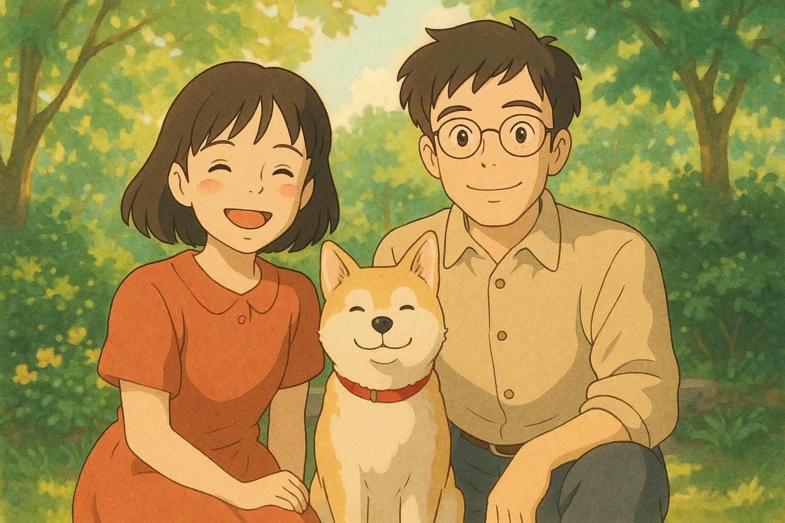 couple with pet posing for photo emoji
