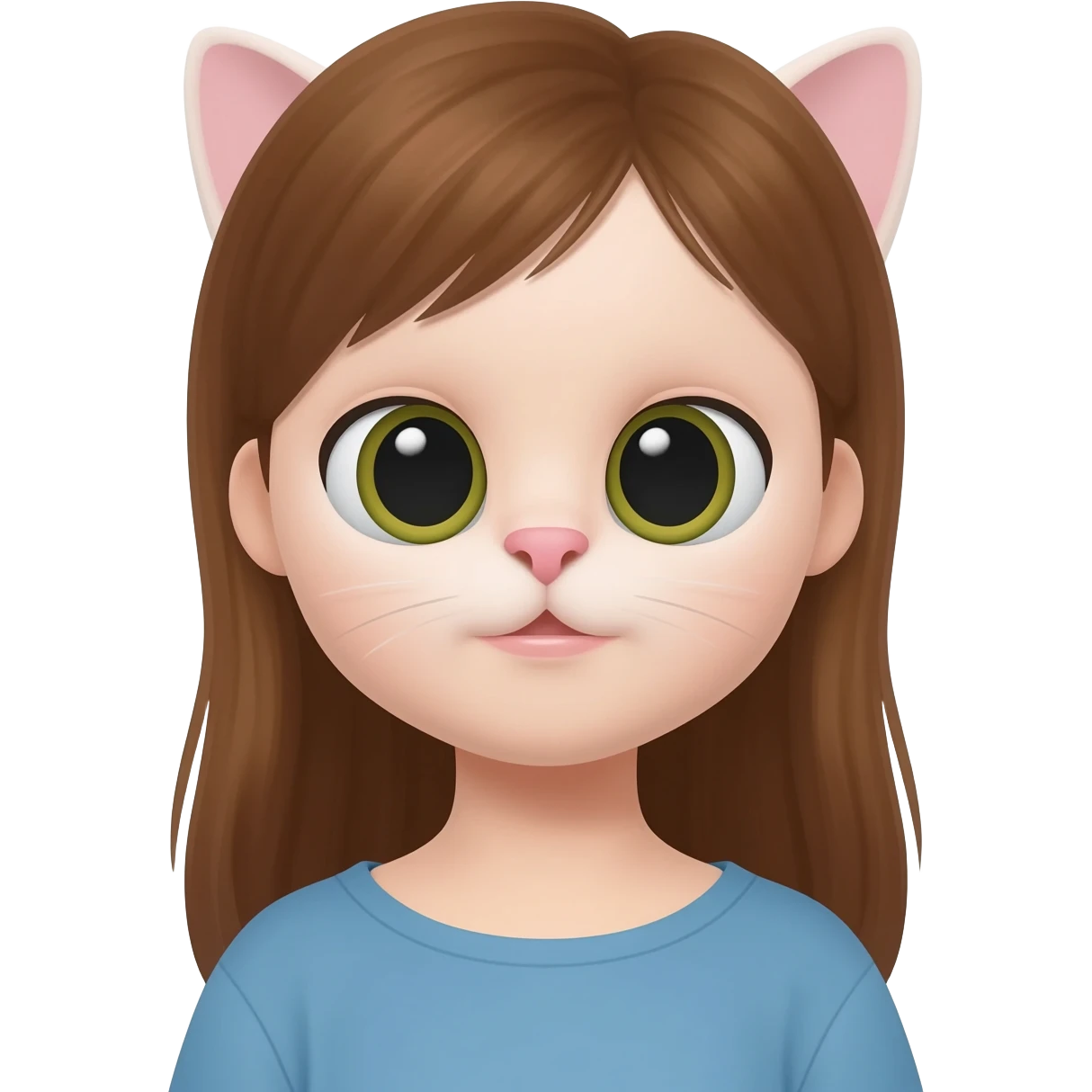 british Baby cat with girl long brown hair emoji