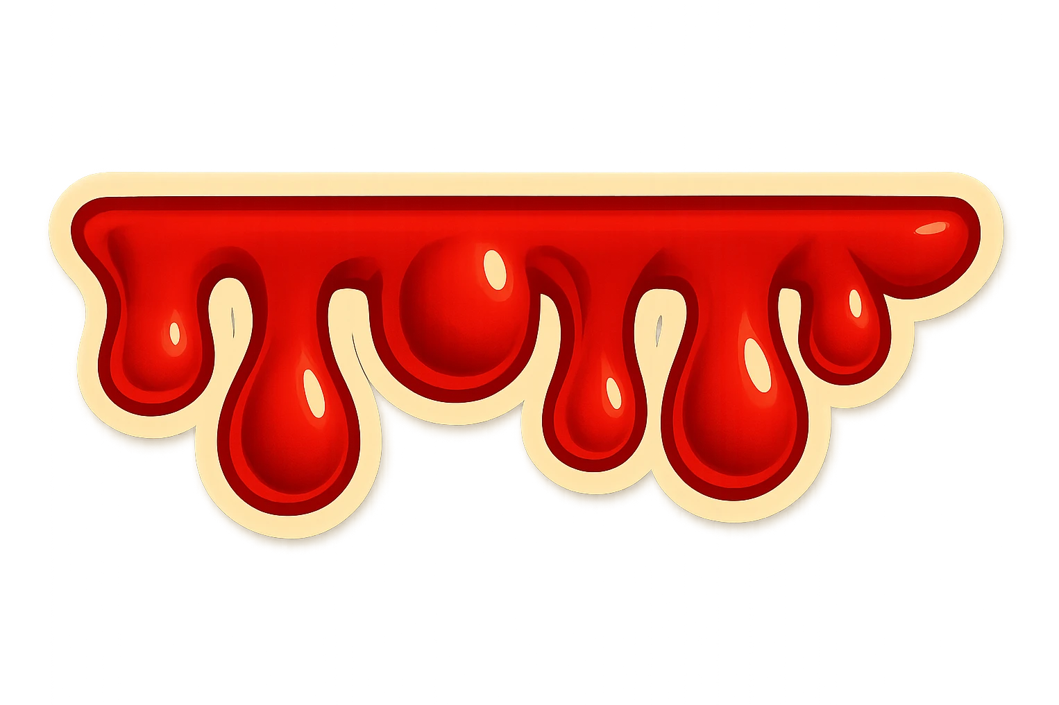 Blood drips that are short and fat, in a retro sticker style with a transparent background. emoji