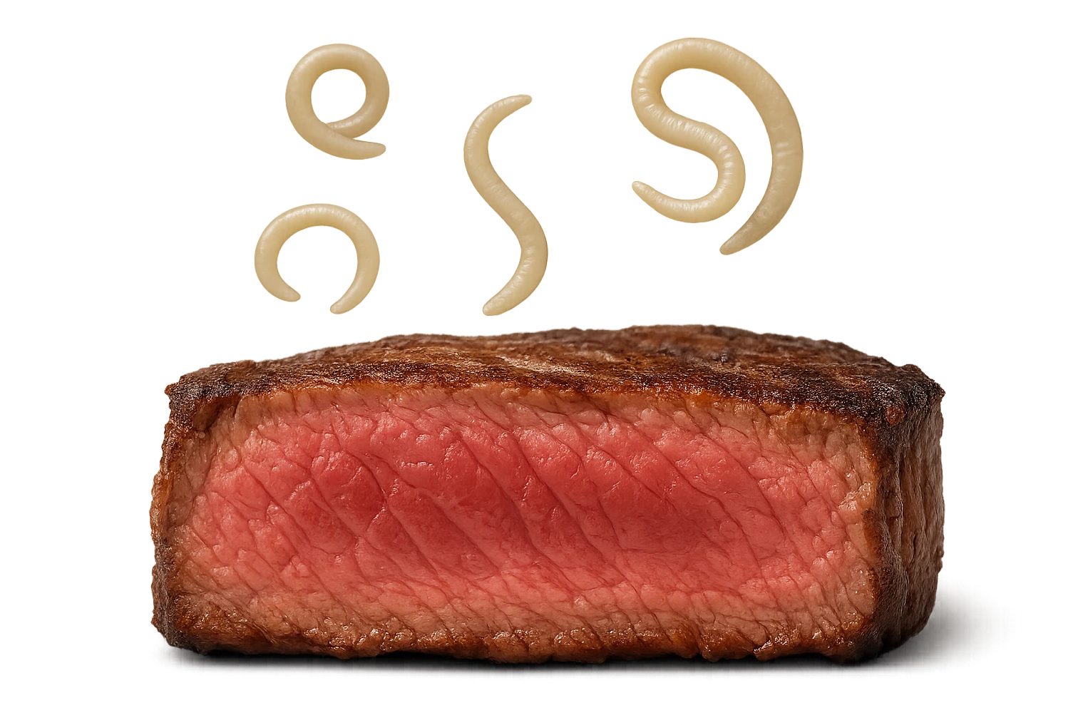 carne poco cotta con parassiti che ci fluttuano sopra emoji