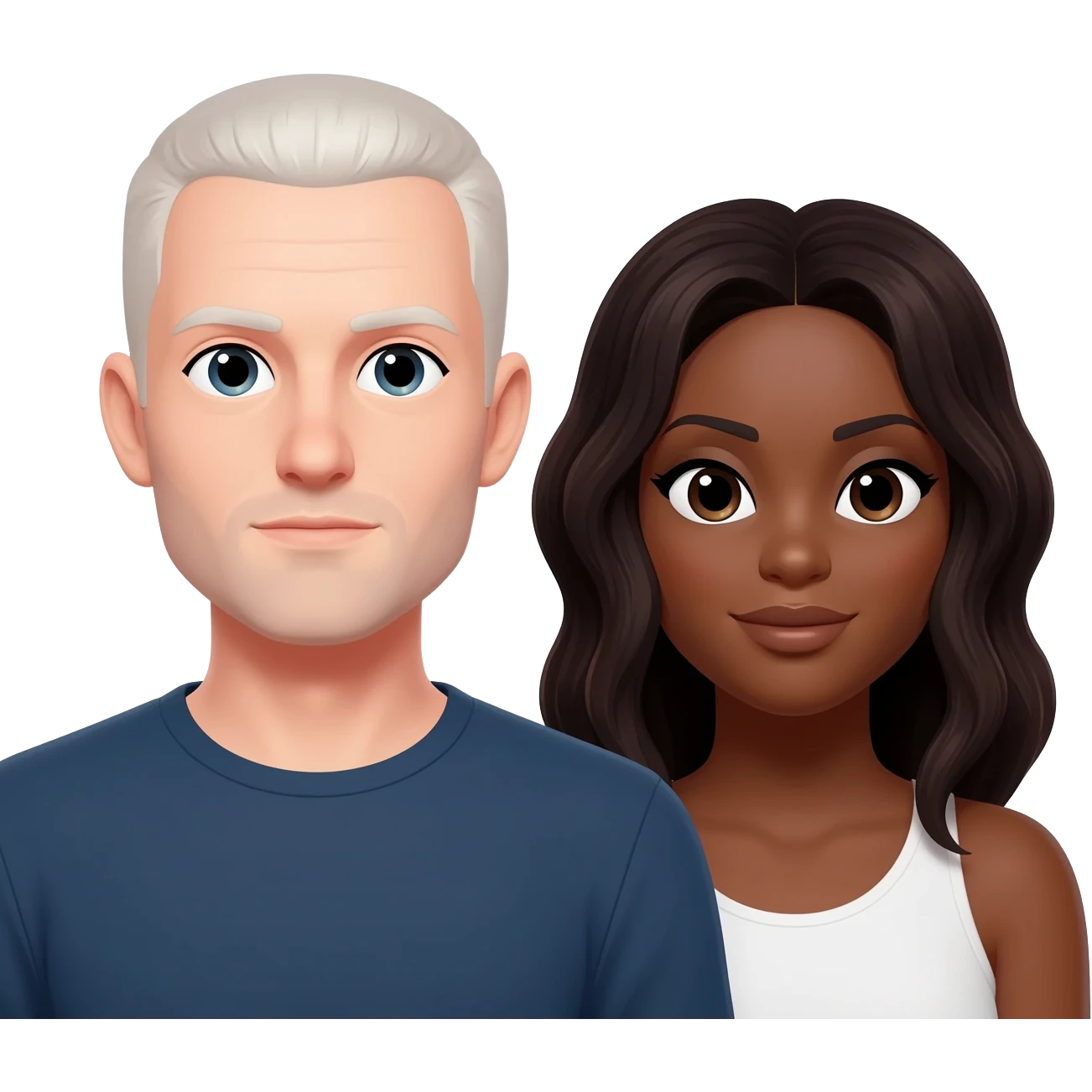 White guy short hair and black lady couple emoji