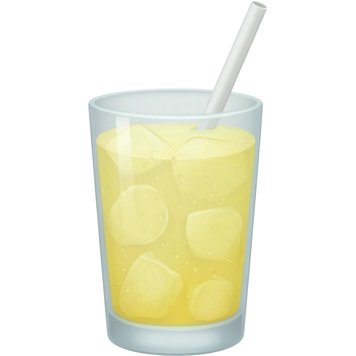 lemonade with no ice cube in a glass with straw emoji