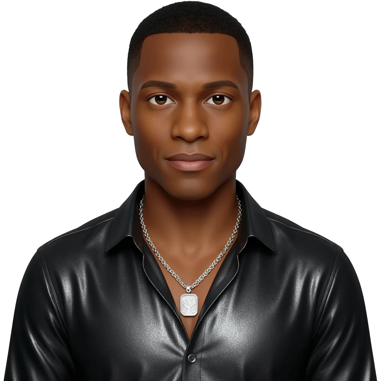 Tyrese Gibson with black metallic shirt, silver necklace emoji