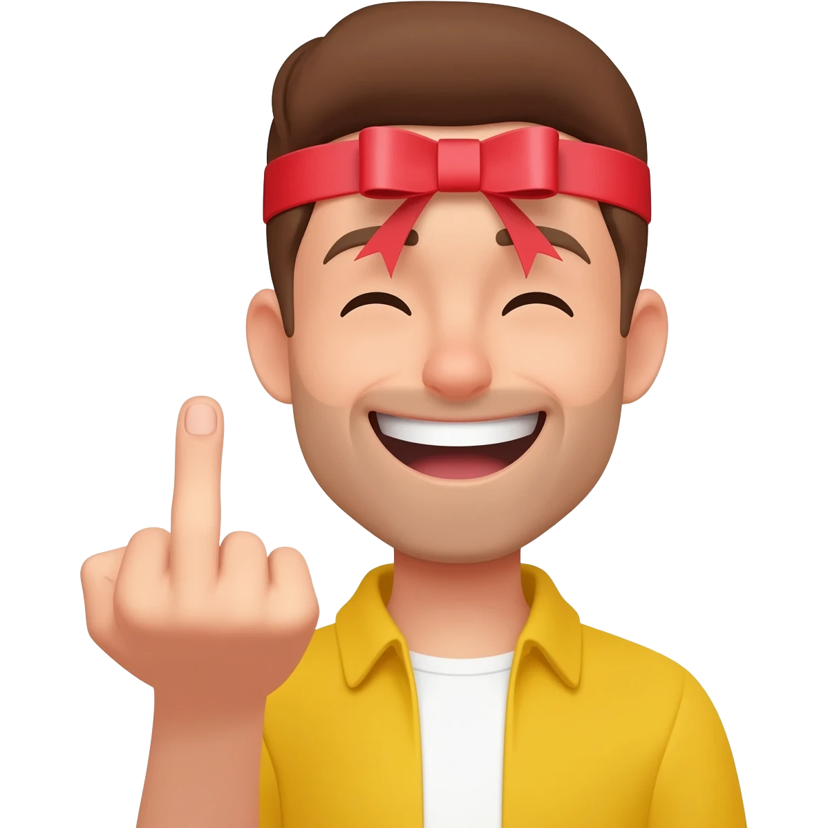 Funny emoji showing middle finger and having ribbion on head emoji