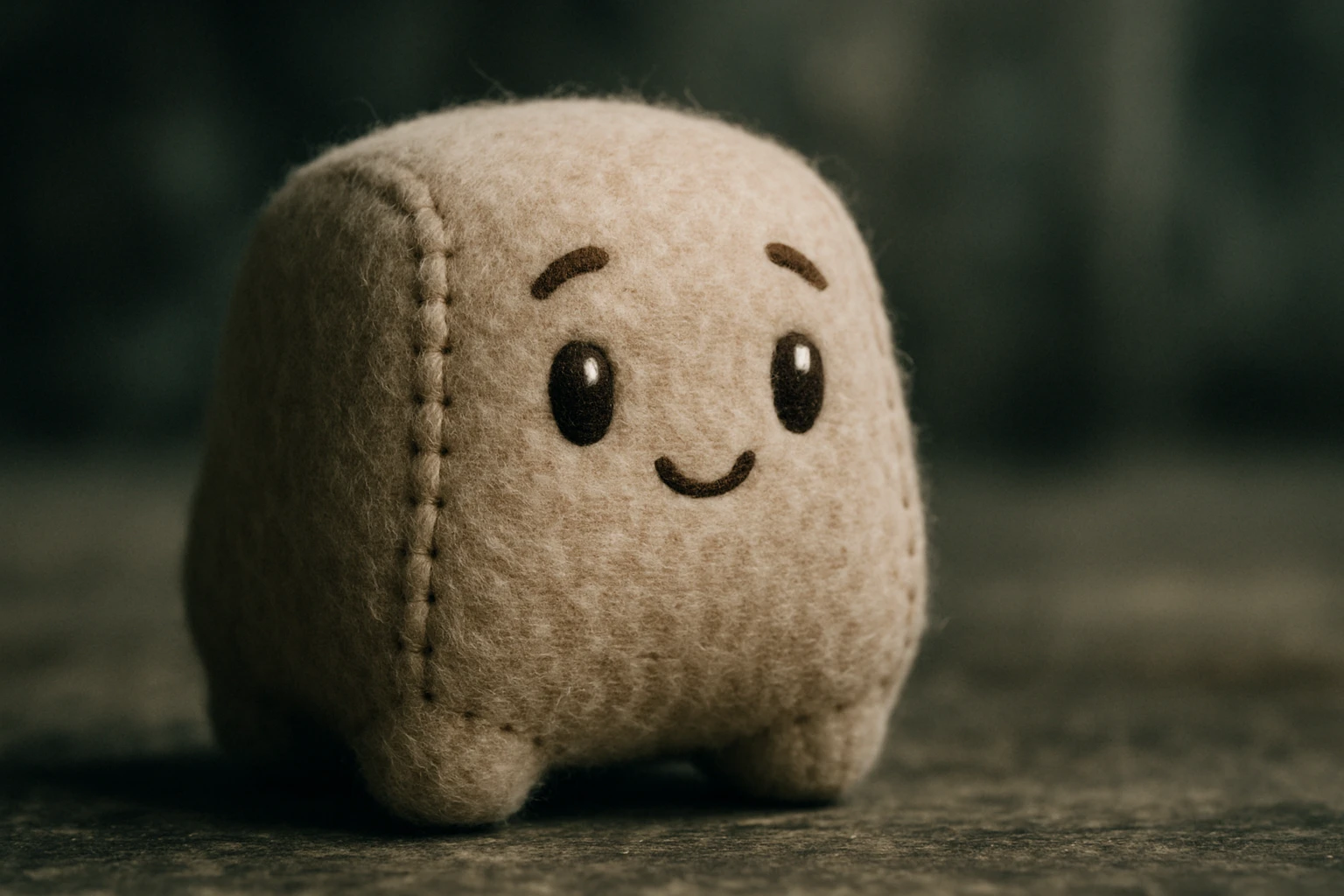 tiny squishy creature with soft velvety texture and cute face emoji