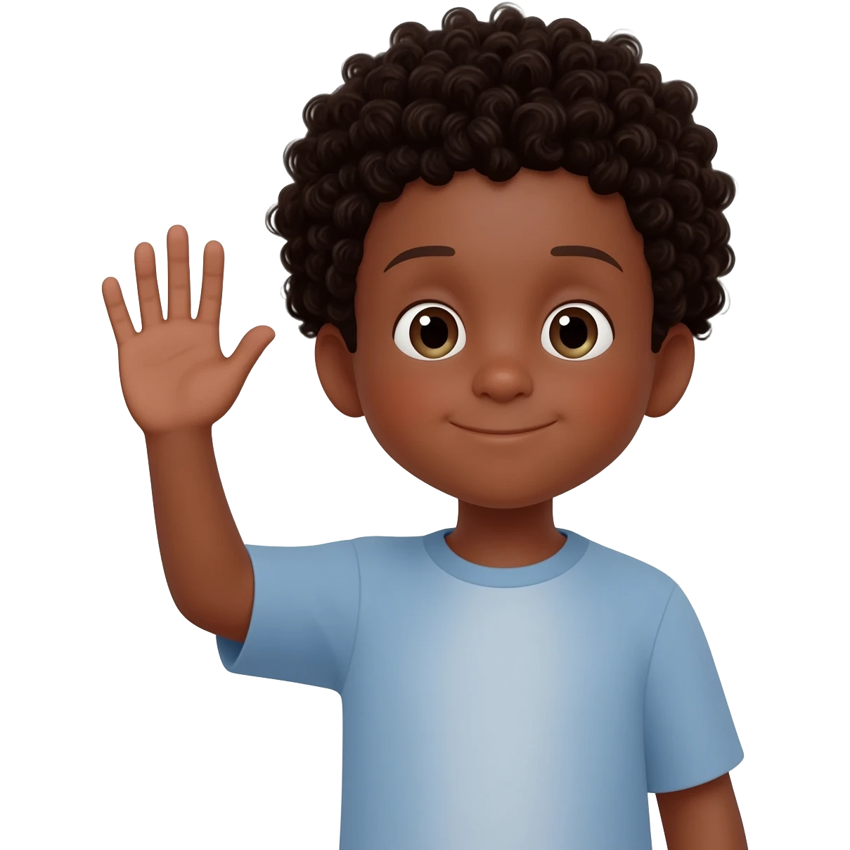 sad waving goodbye black boy curly hair emoji