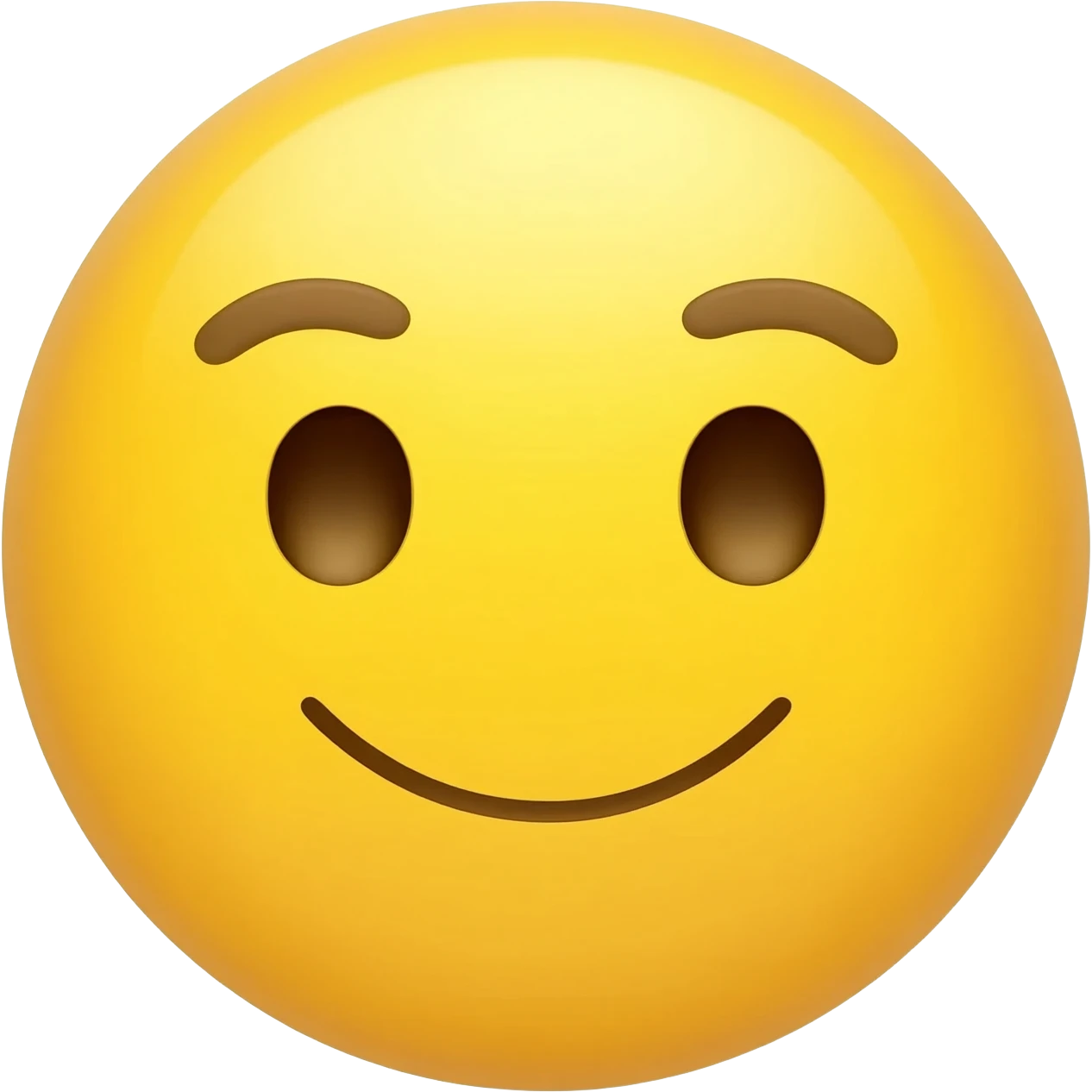 Yellow circle with no nose and eyebrows grinning emoji