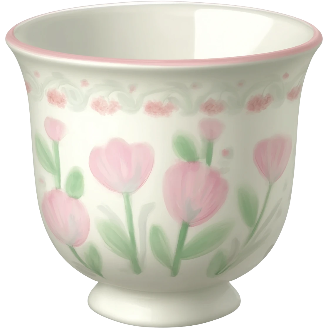 A simply beautiful whimsical antique Cottagecore patterned cup, isolated  emoji