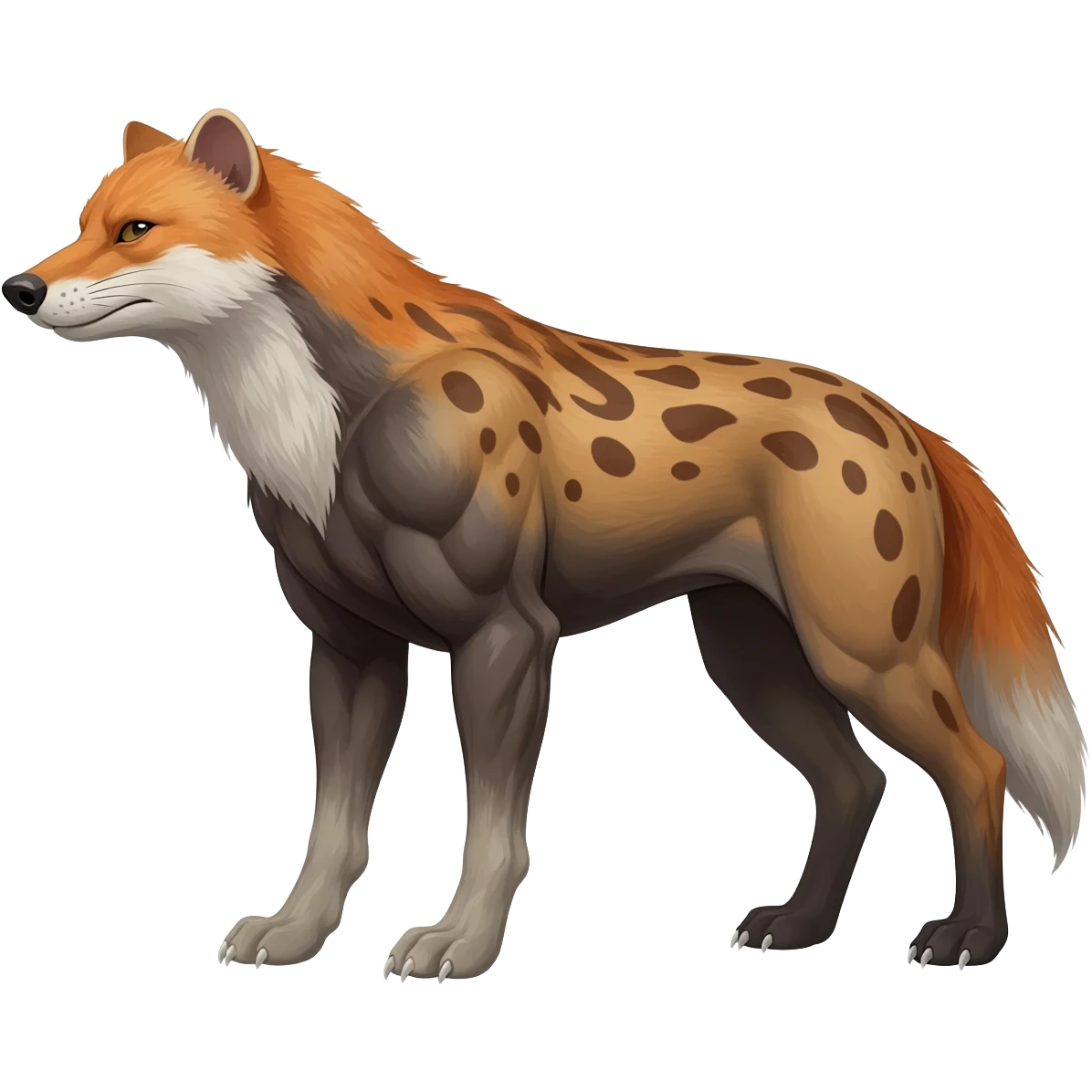 a Dhole-Borneo Cat-Weasel-Fox-animal-hybrid-creature, full body emoji