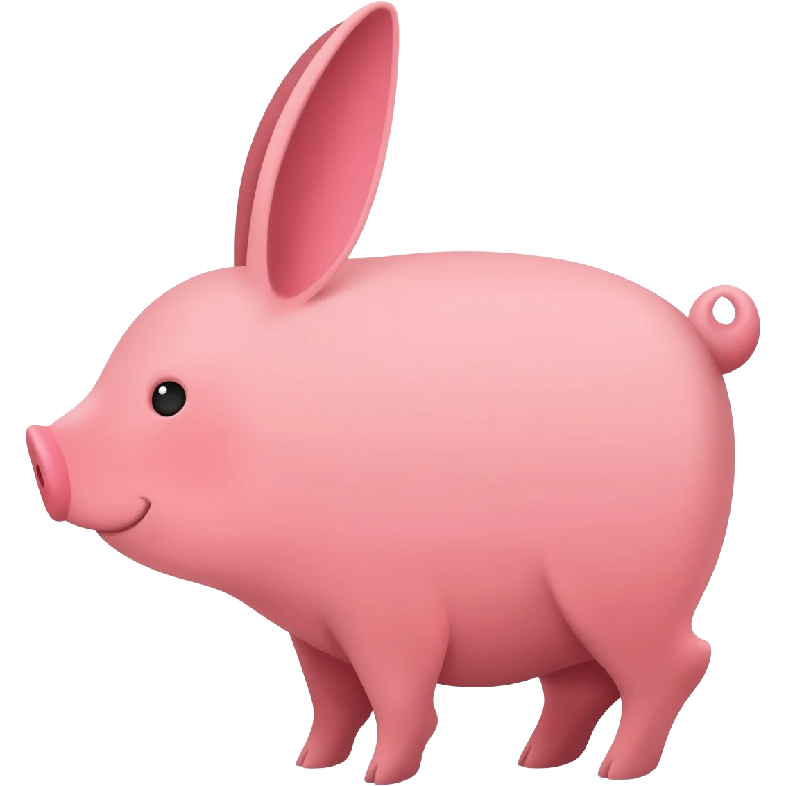 Un conejo fusionado con un cerdo rosa emoji