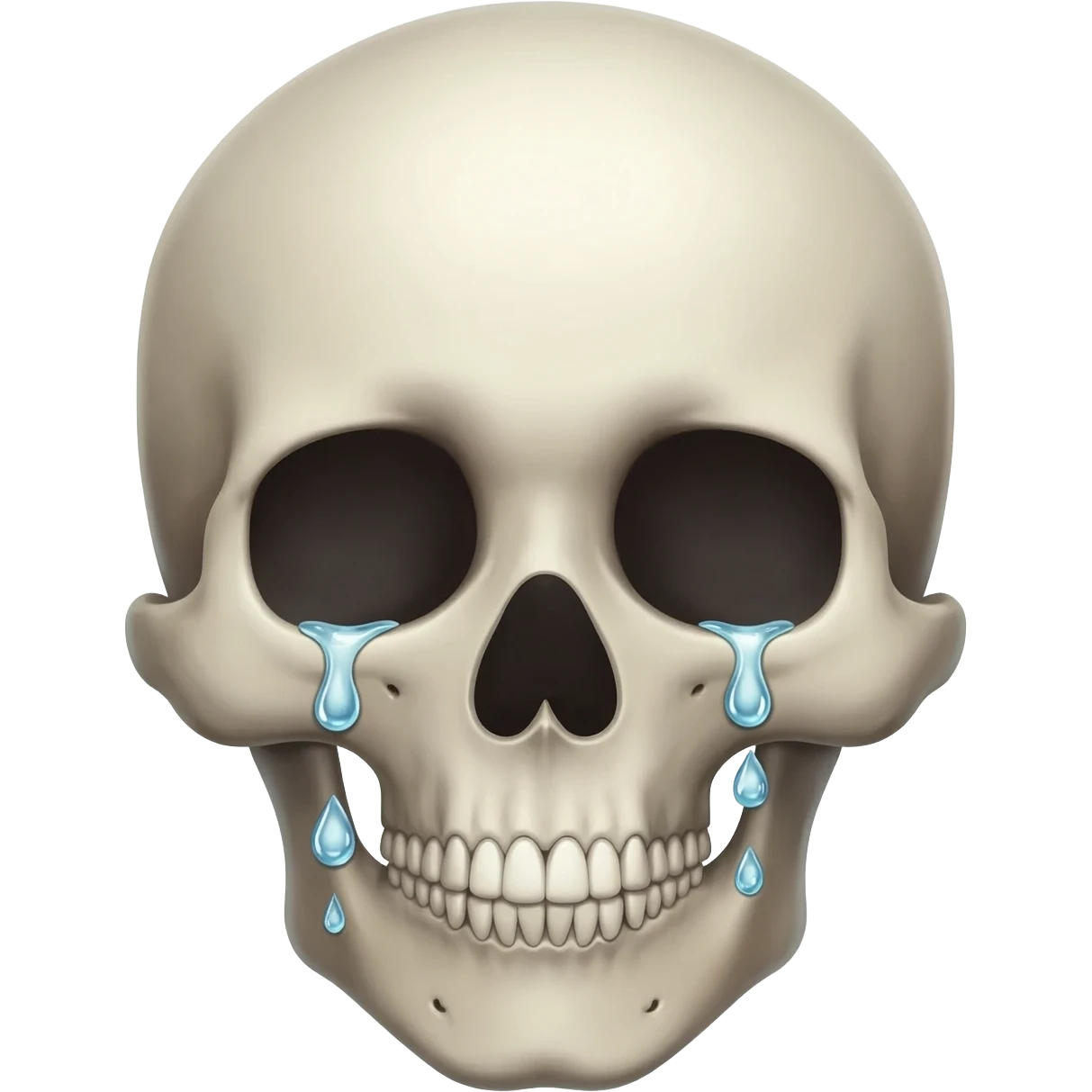Skull crying tears shaped like heartsdown face emoji
