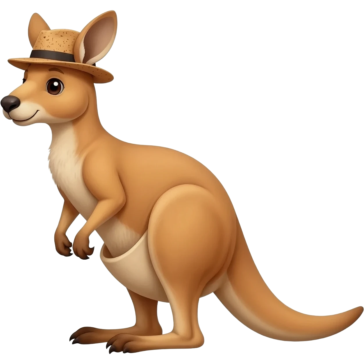 Kangaroo wearing cork brimmed hat emoji