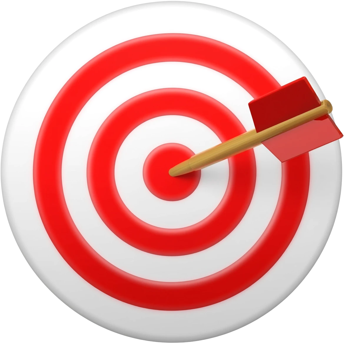 minimal flat icon of a target with an arrow hitting the center, bullseye target with concentric circles, clean geometric shapes, simple vector style, high contrast red and white rings, centered composition, modern UI icon, presentation friendly, white or transparent background emoji