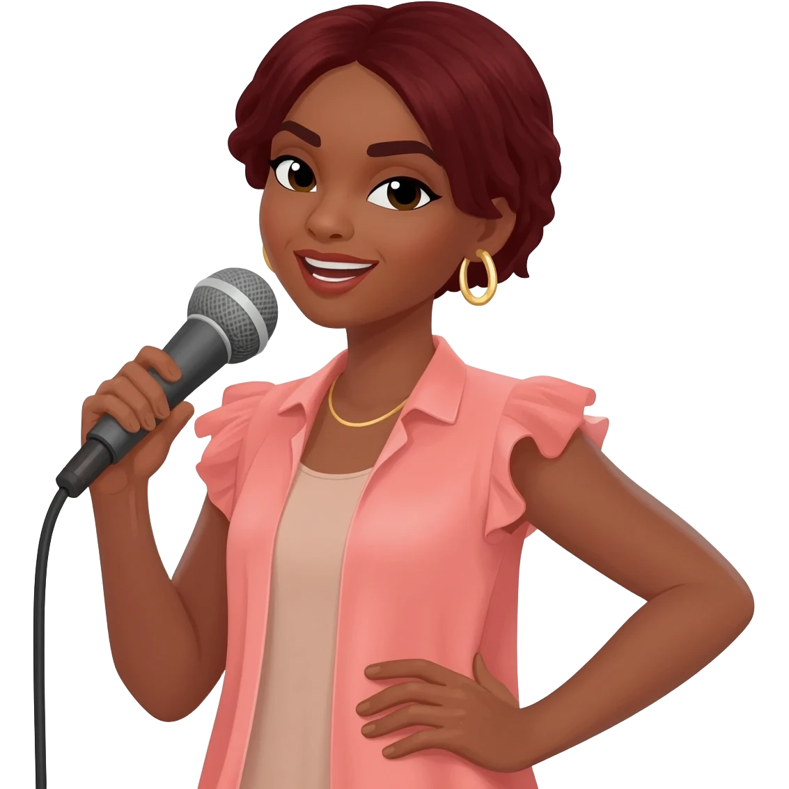 Gonemili Grace chante avec un micro en main emoji