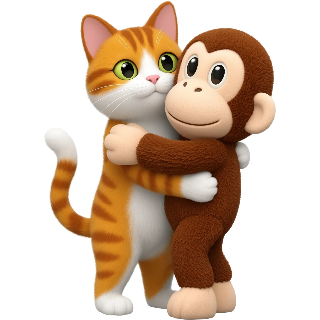 cat hugging monkey stuffed animal emoji