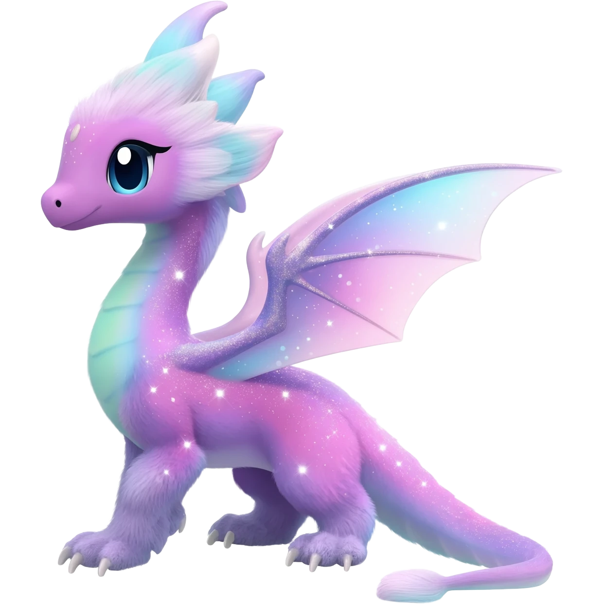 Pastel nebula furry realistic glittery Randomly-faerie-drake-colored sparkly exotic Fakémon-creature emoji