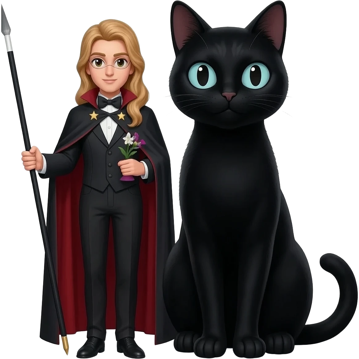magician couple and their pet cat emoji