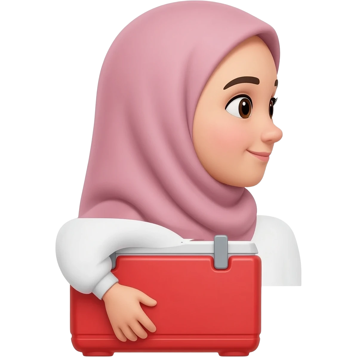 1 hijab girl see right side and under line the girls red cooler and one line the under line center emoji
