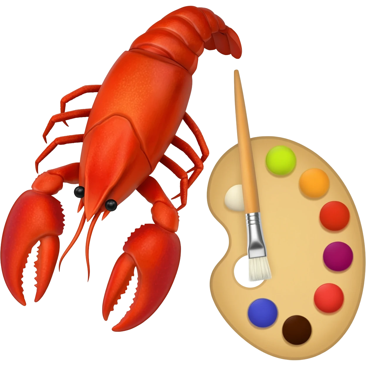 Crayfish with a brush and color palette emoji