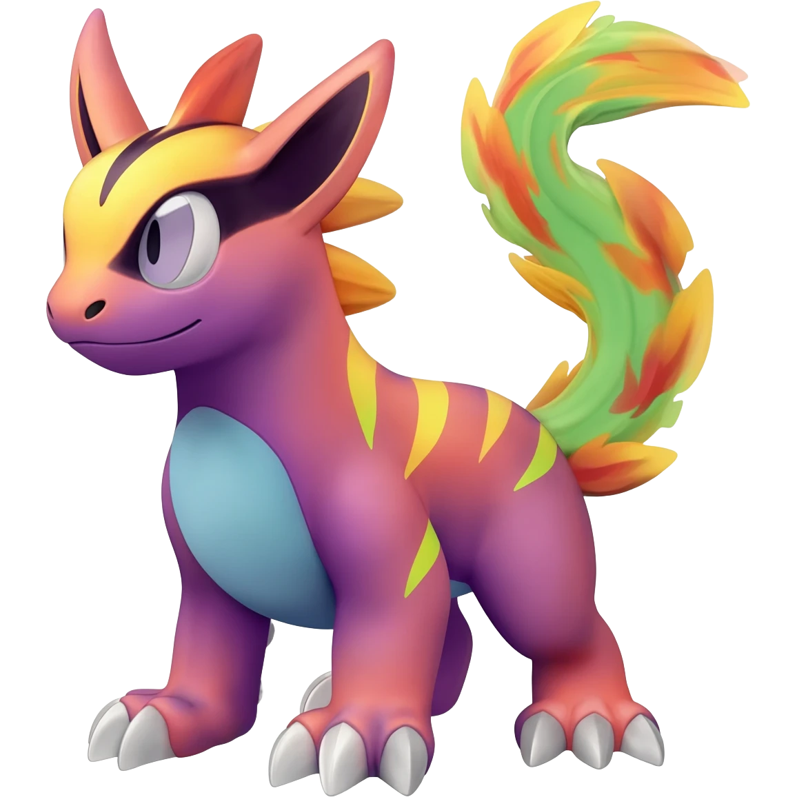 Colorful Exotic Pokémon-Fakémon-hybrid-creature (full body) emoji