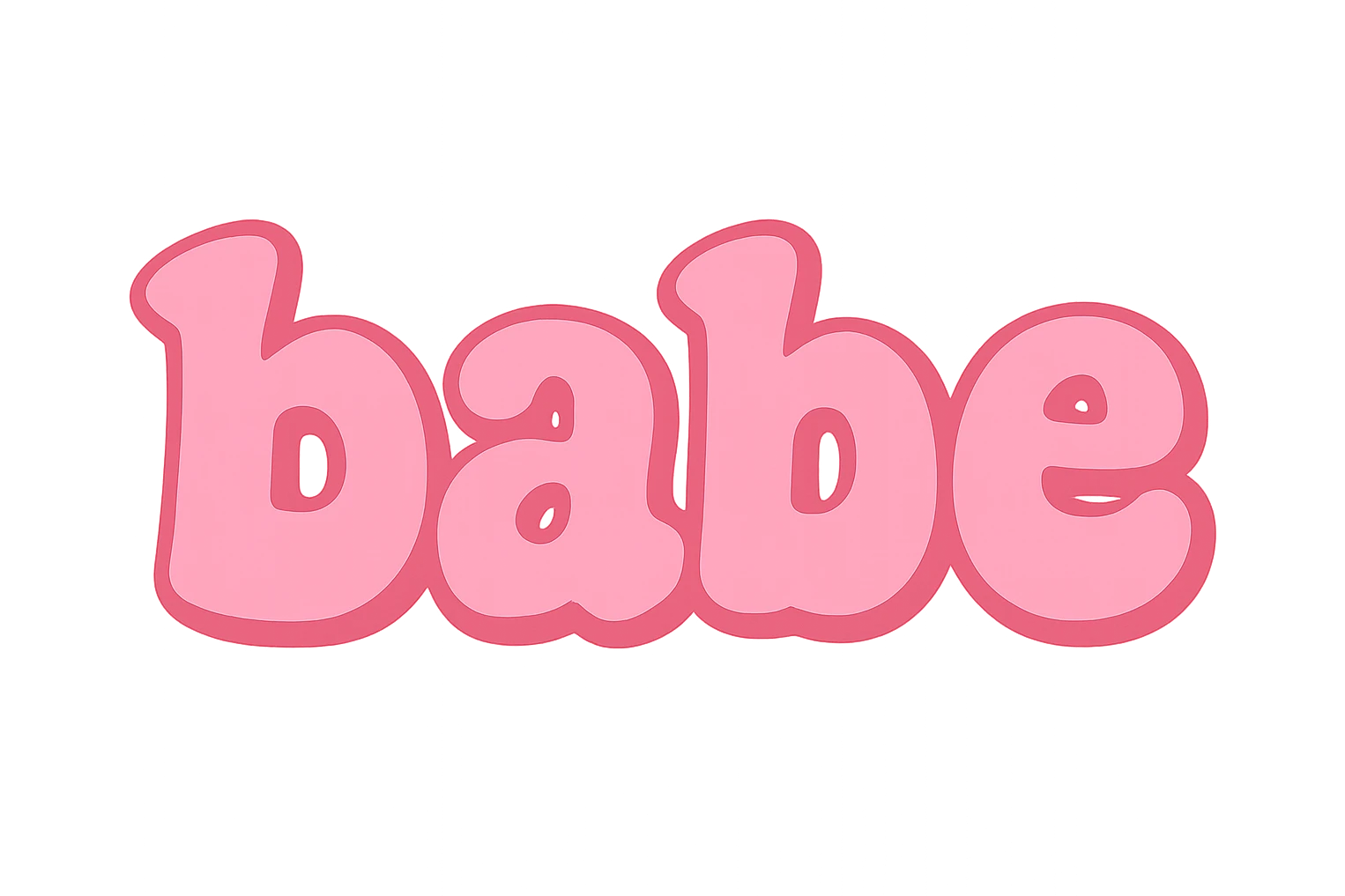 the word 'babe' in a pink playful bubble letter style font, no background emoji