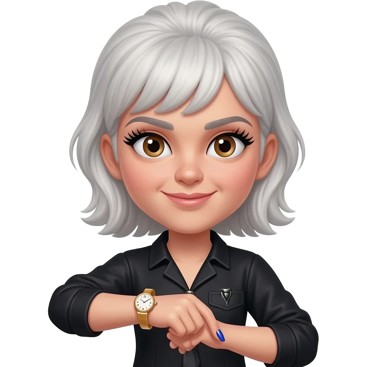 Baddie emoji clock it with French tip nails and lashes emoji