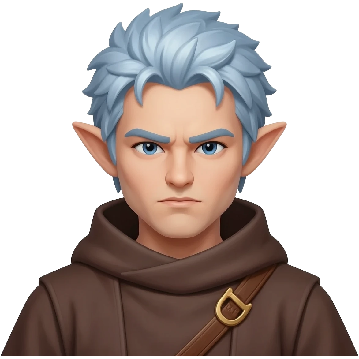 male elf monk with blue silver hair fighting emoji