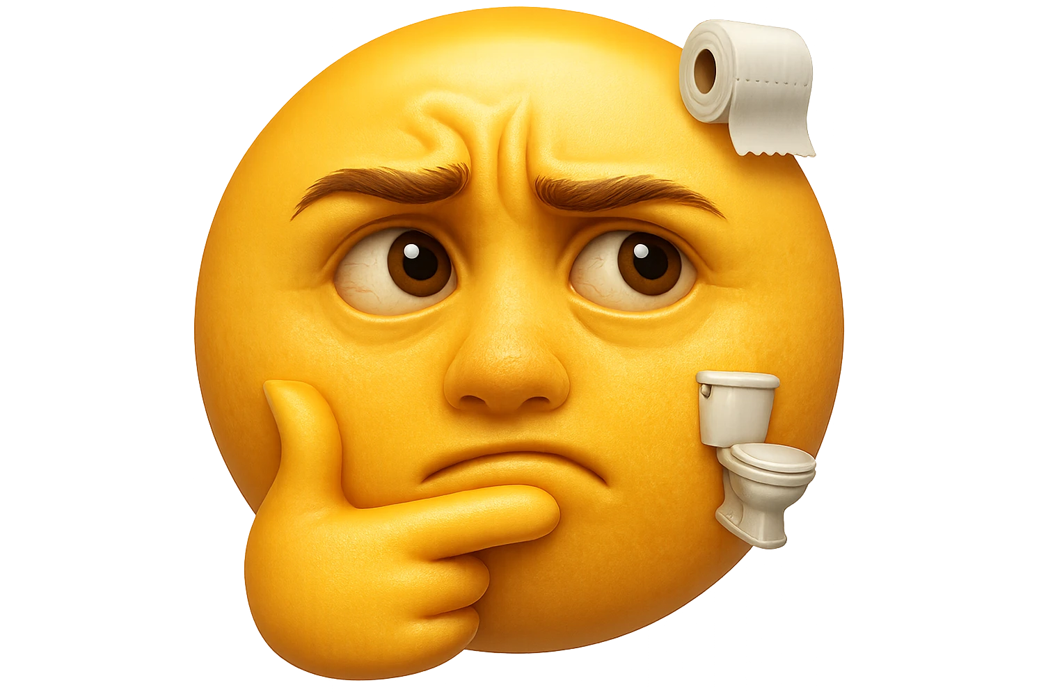 emoji stile iphone che riguarda l'argomento "stipsi/andrò al bagno oggi?", iperrealistico 4k emoji