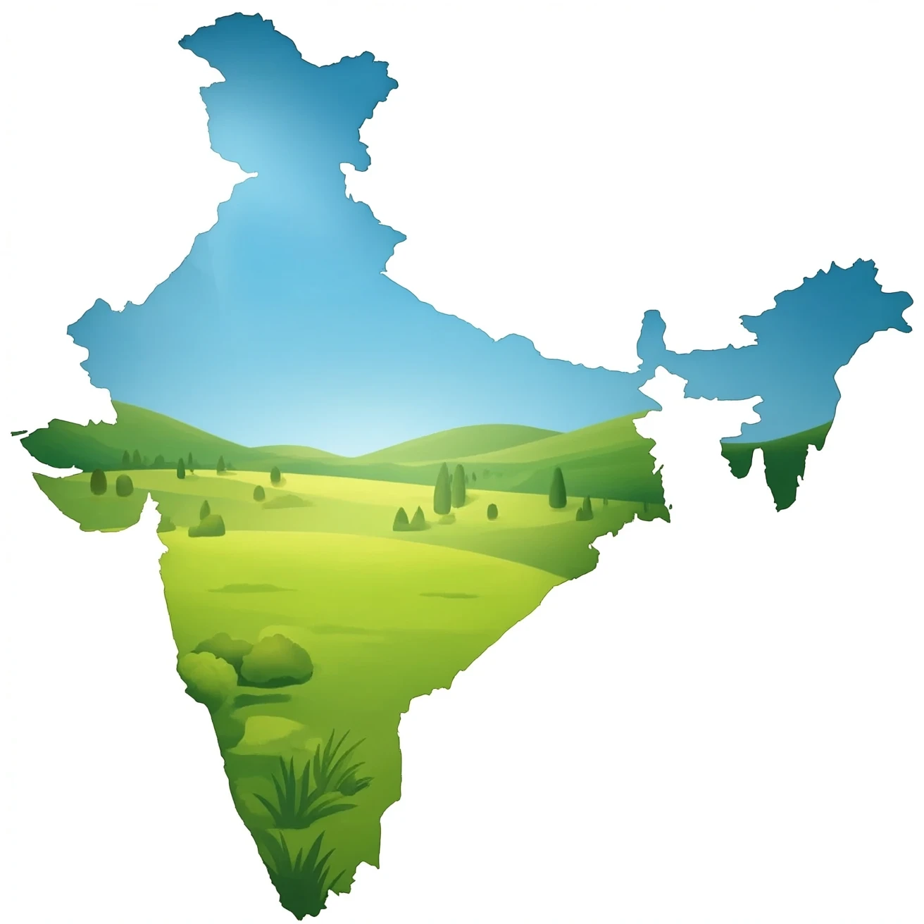 India Map showing only North Indua emoji