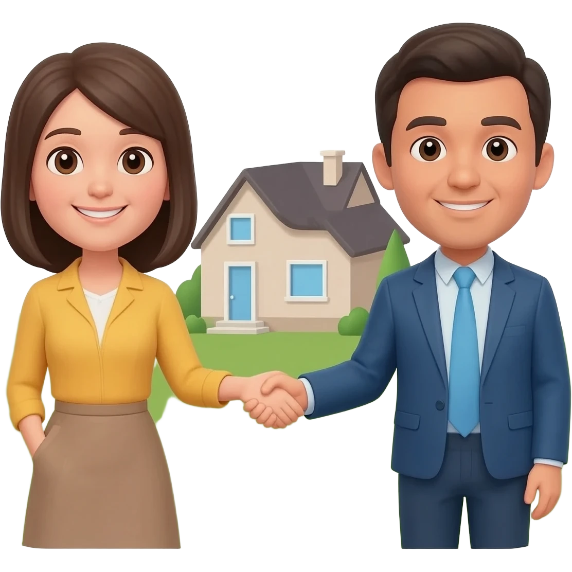 two people shaking hands a house behind them emoji
