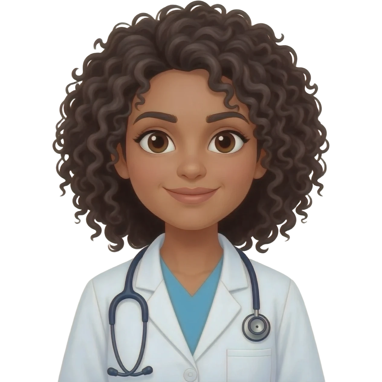 make it indian girl doctor and 3a curl patern emoji