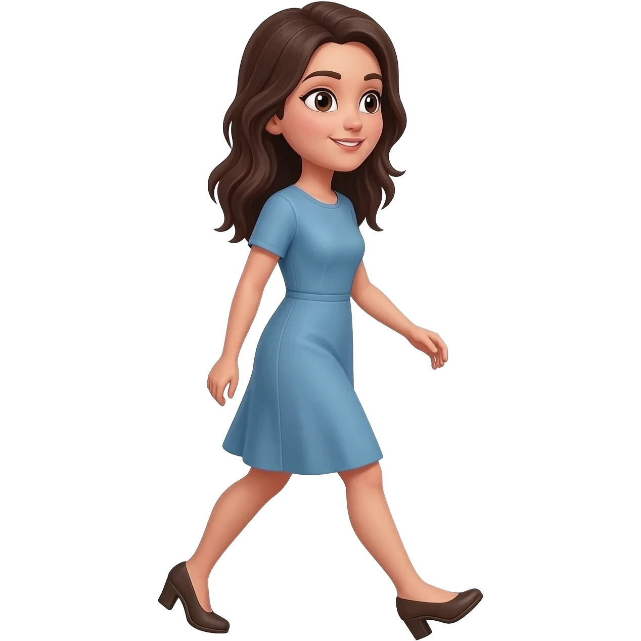 brunette walking (showing her steps) emoji