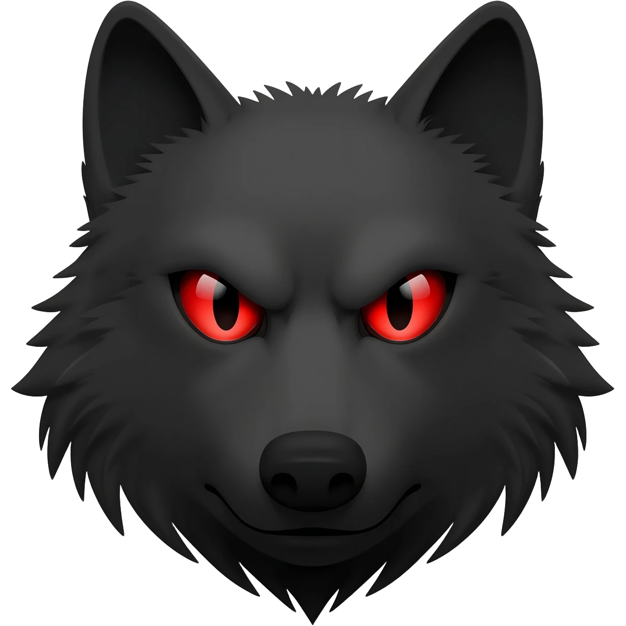 Angry  black wolf with visible red eye only face and small emoji