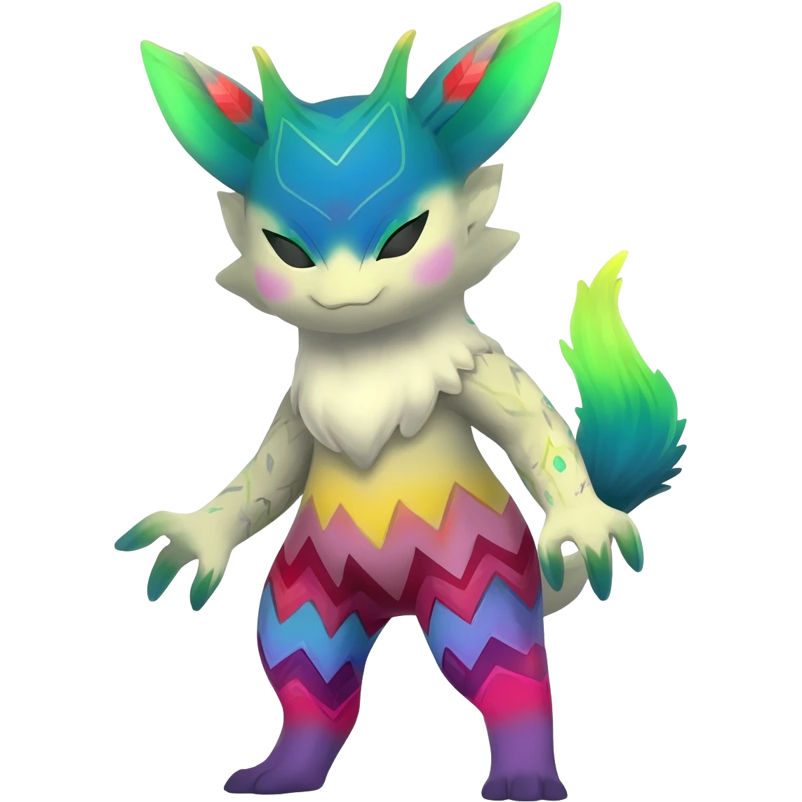 Bizarre cute splashy exotic patterned marked chevroned Fakémon-Pokémon-Vernid-Leafeon-Vaporeon-Jolteon-creature emoji