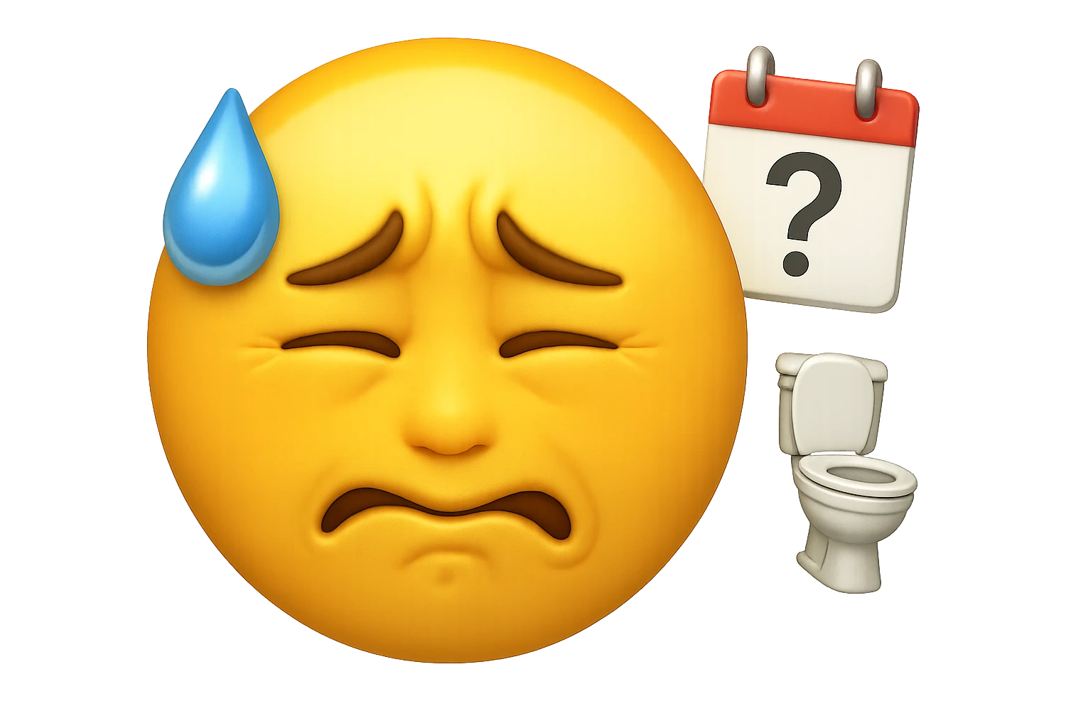 emoji stile iphone che riguarda l'argomento "stipsi/andrò al bagno oggi?", iperrealistico 4k emoji