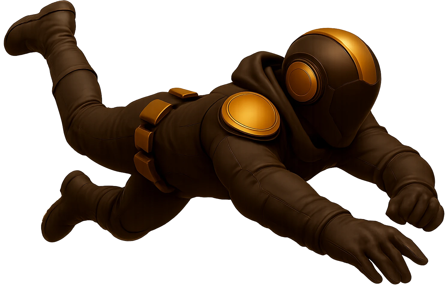 Show the armored soldier from the rear, diving to avoid something, in the same style and colors as the reference image. emoji