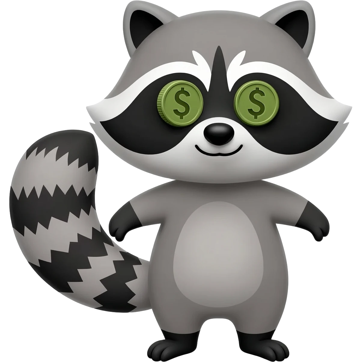 Cute Raccoon with Money eyes emoji
