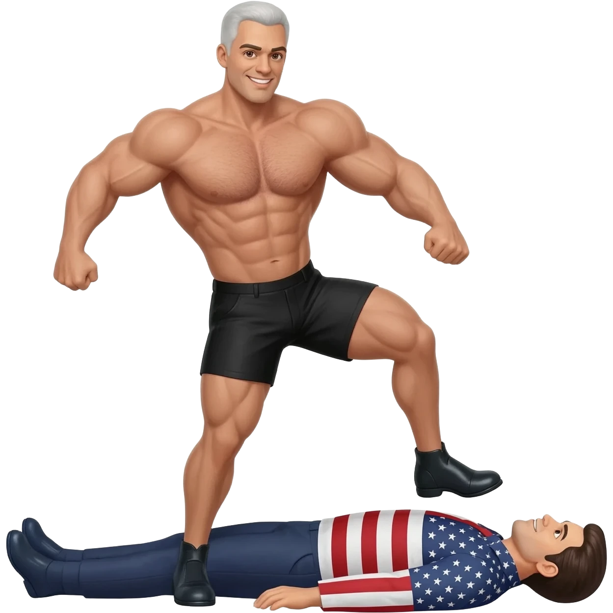 Has del país de Irán musculoso pisoteando al país de Estados Unidos emoji