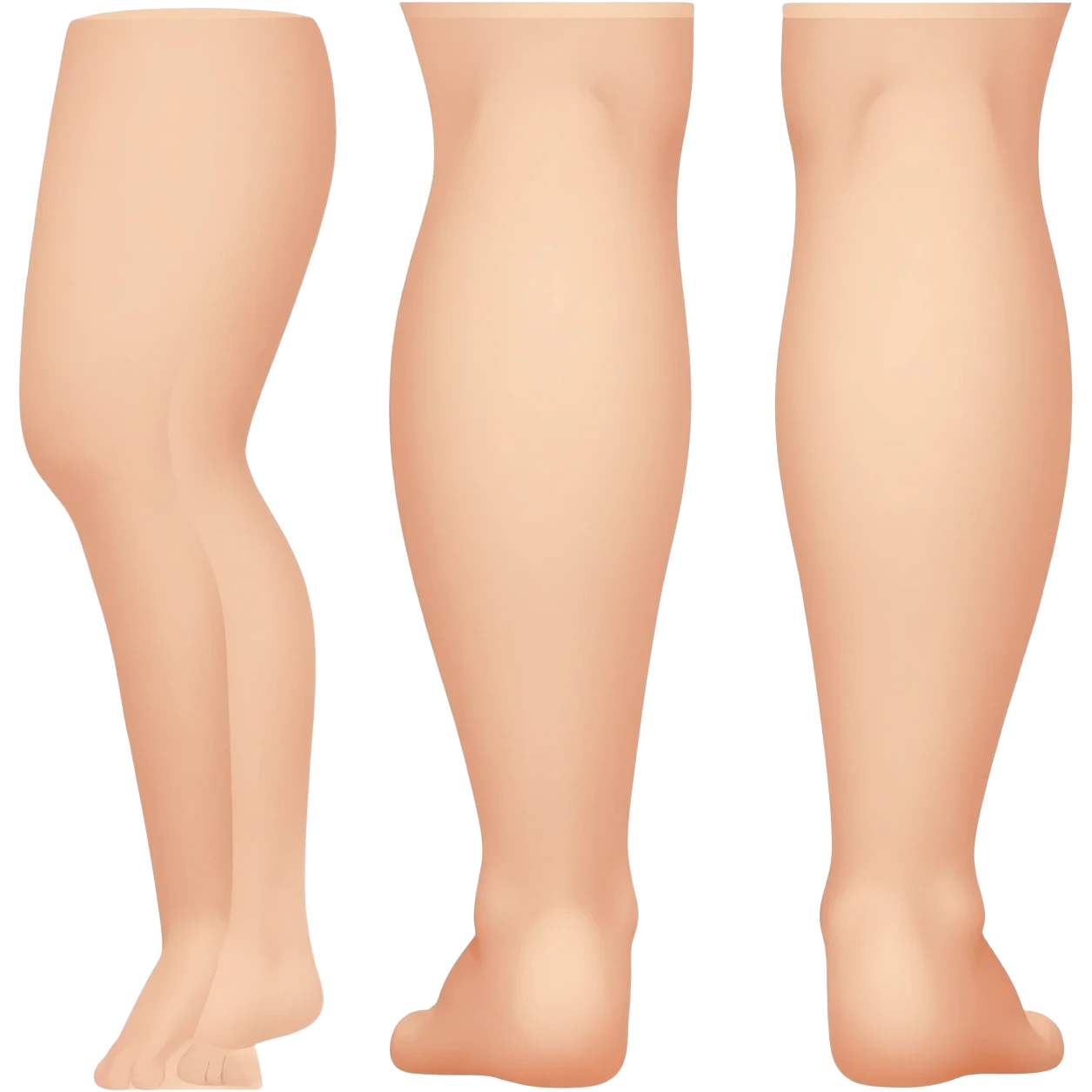 “Educational illustration of human legs, simple anatomical drawing style for children, soft colors, white background, educational cartoon style, showing thighs, knees and calves in a clear and easy to understand way for a children's book.” emoji