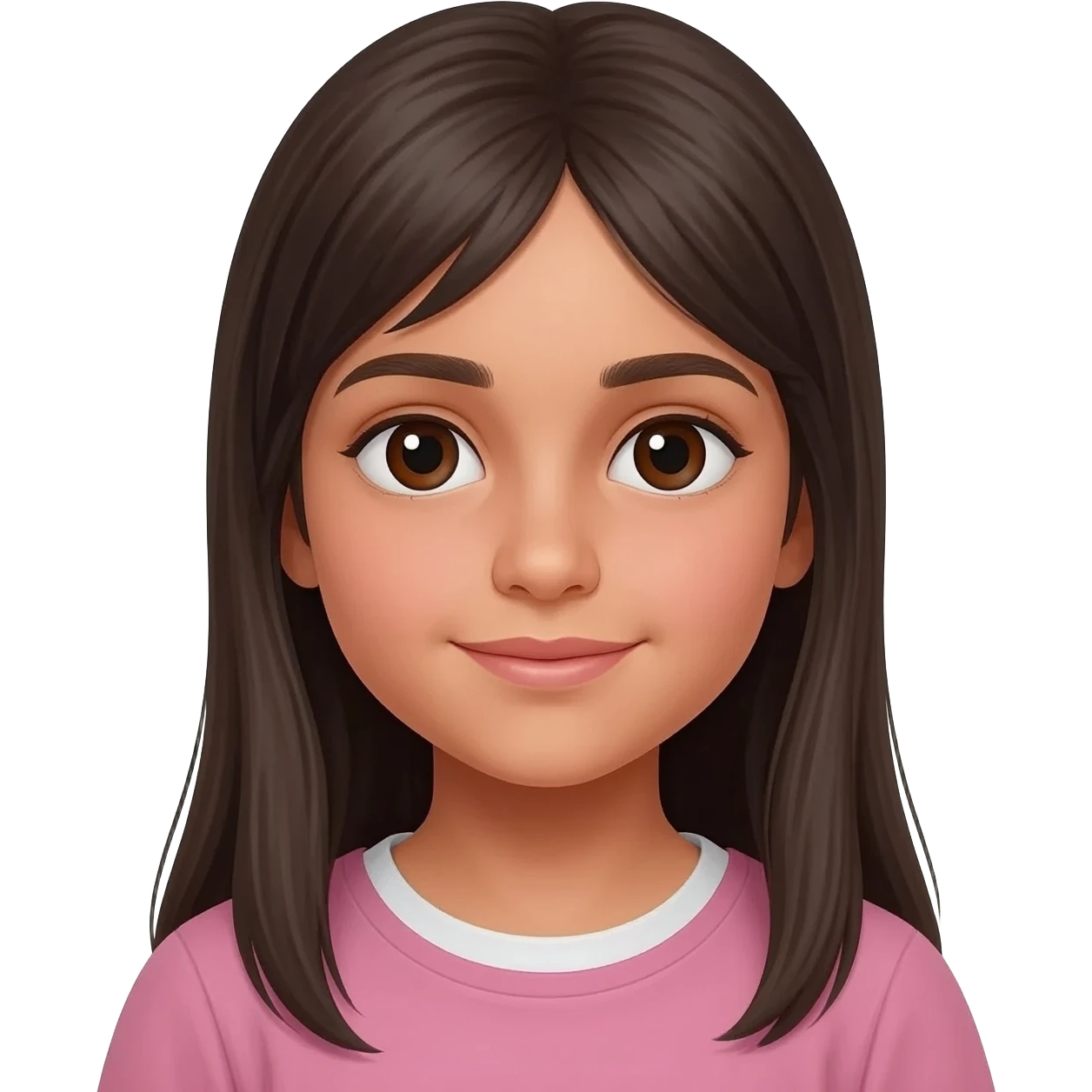 emoji métisse algérienne fille 10 ans mince cheveux longs et lisses emoji